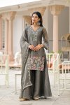 Grey Colour D 50134 By Zaveri Crush Satin Readymade Suits